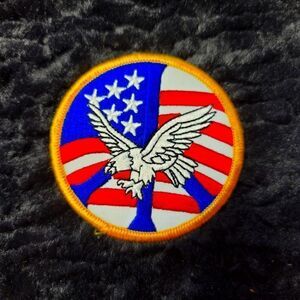 Gorgeous Vintage American Flag, Eagle and Peace Sign Patch New Old Stock